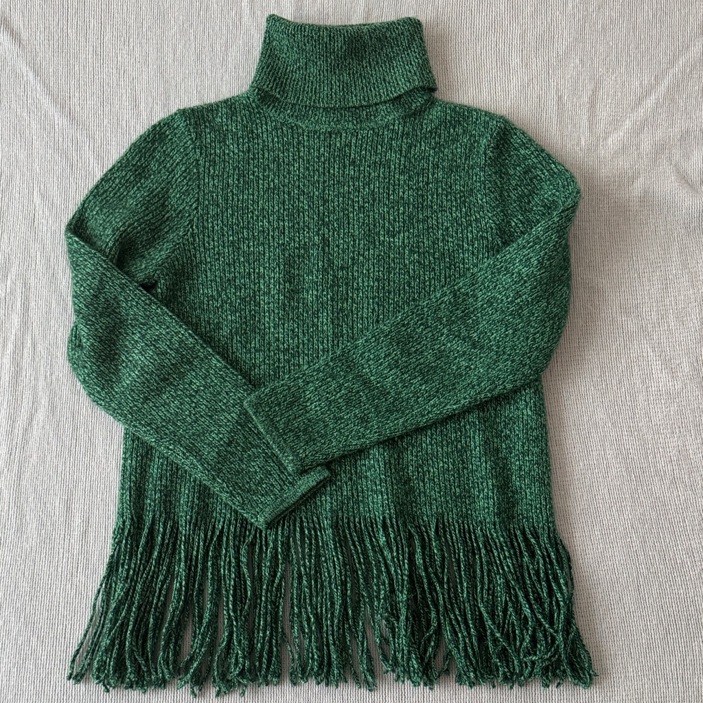 Zimmermann Green Turtleneck Fringe Sweater. Size 2/Small